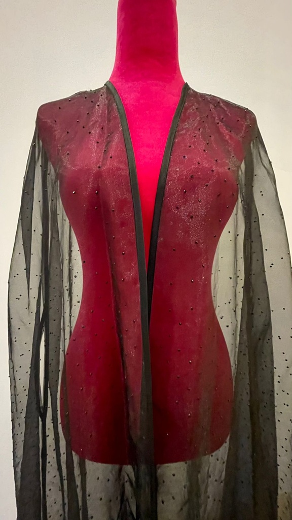 Black Chiffon Abaya with Beads 