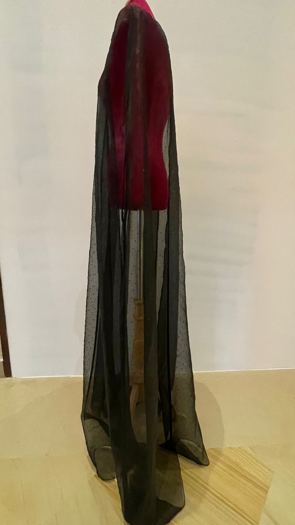 Black Chiffon Abaya with Beads 