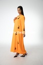 Chic Orange Abaya With Sequin Flower Design