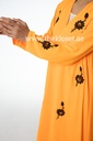 Chic Orange Abaya With Sequin Flower Design