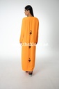 Chic Orange Abaya With Sequin Flower Design