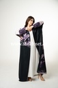 Open Front Abaya with Flower Pattern