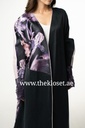 Open Front Abaya with Flower Pattern