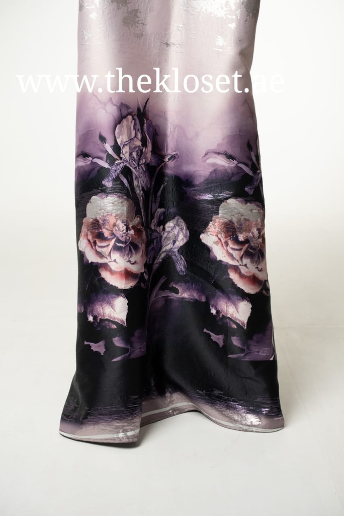 Open Front Abaya with Flower Pattern