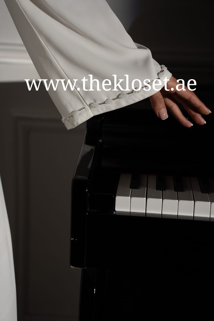 Elegant Beaded White Abaya