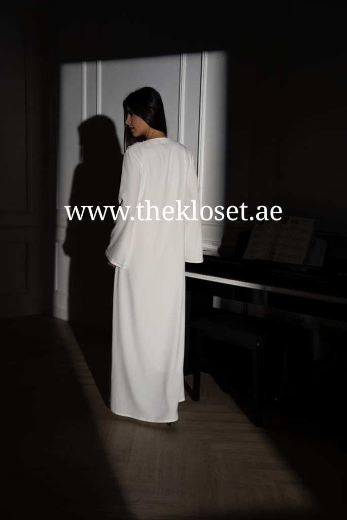 Elegant Beaded White Abaya