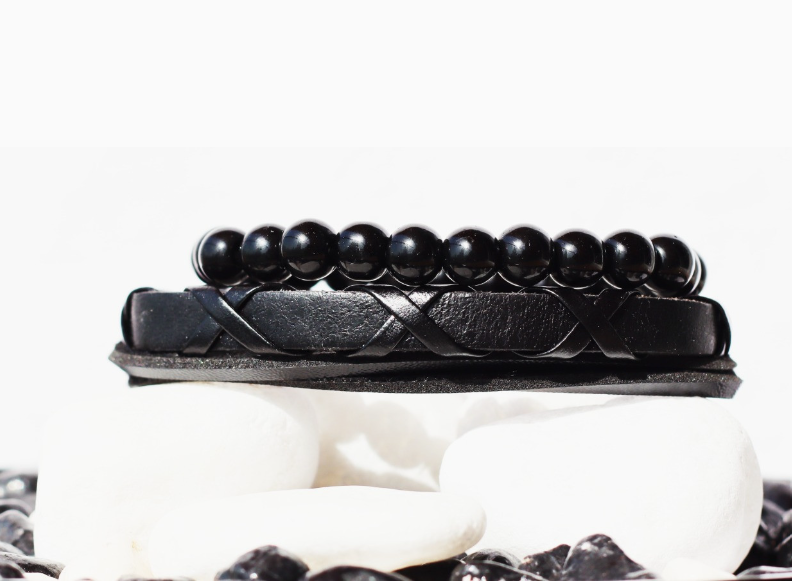 Vintage Hand Crafted Braided _ Beaded Leather Bracelets