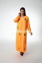 Chic Orange Abaya With Sequin Flower Design