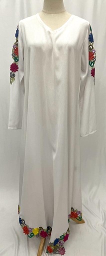 [79931388] colorful embroidery white Dress