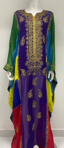 [79929362] Multicolored Chiffon Dress