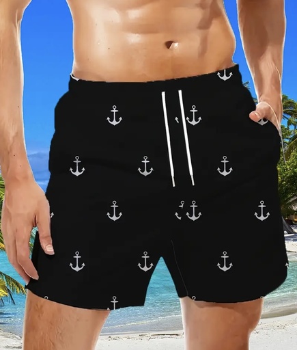 Men's anchor black beach Shorts  