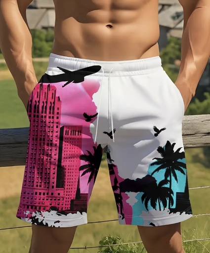 Men's Vacation Print Beach Shorts  