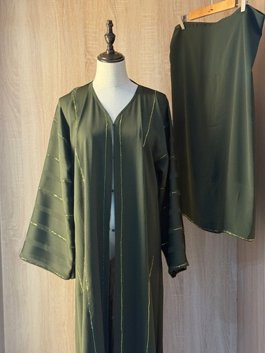 Hand Beaded Fancy Silky Abaya With Shaila